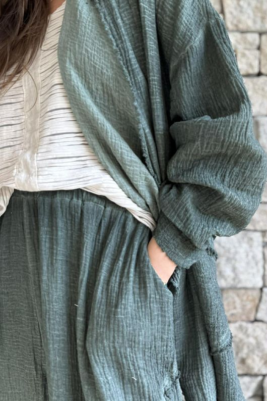 Rustic Nature Bubble Cotton Waterfall Jacket Washed Moss